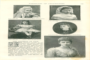 Ein aufgeschlagenes Buch mit einem hellblauen Hintergrund und einem weißen Rand, das eine Collage von Frauen und Kindern in bunten Kleidern zeigt, die direkt in die Kamera schauen.