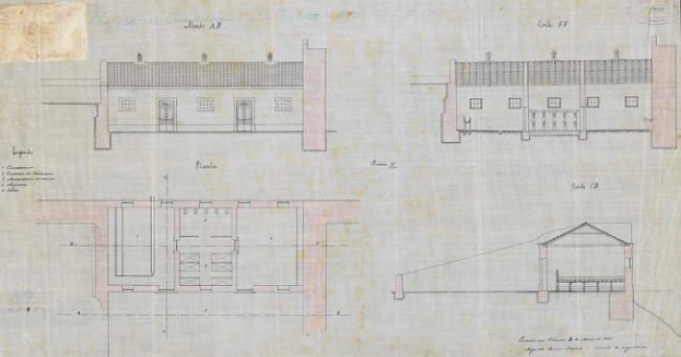 Ein detaillierter architektonischer Grundriss eines mehrfenstrigen Gebüldes, der als Bauplan für eine neue Schule gilt, mit umfassenden Layoutdetails und Textanmerkungen.