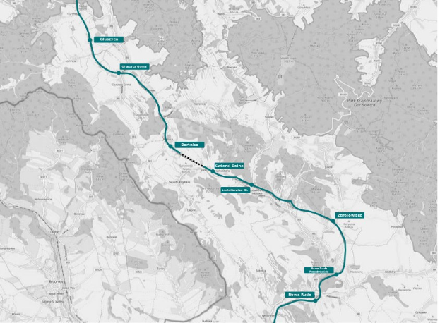 Blaue Linie auf einer Stadtkarte, die die Route einer Fahrradtour mit Start- und Endpunkten kennzeichnet.