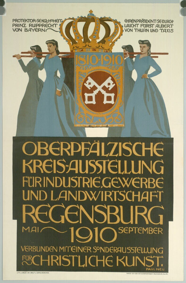 Plakat für die deutsche Revolution 1910, das eine Gruppe von Menschen und eine Krone zeigt, mit Text zu den Ereignissen.