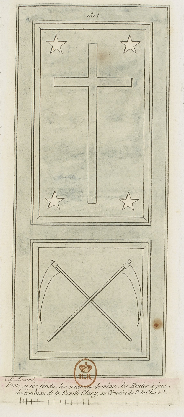 Eine Buchseite mit einer Zeichnung eines Kreuzes und einer Sense, begleitet von Text und einem Logo, alles im Zusammenhang mit dem christlichen Glauben.