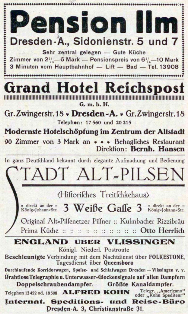Schwarze und weiße Zeitungsanzeige für die Renten-Inn in Dresden, Deutschland.