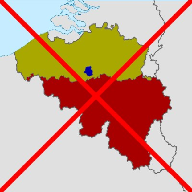 Karte von Deutschland in Grün-, Rot- und Blautönen mit einem weißen Hintergrund, markiert mit einem roten Kreuz in der Mitte.